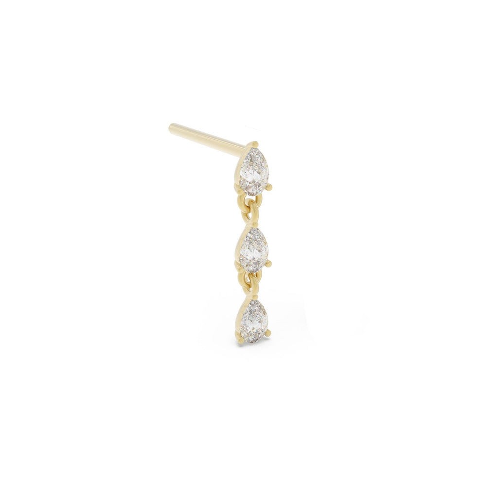 Peer Diamond Dangle - 14k gouden oorbellen<br>
