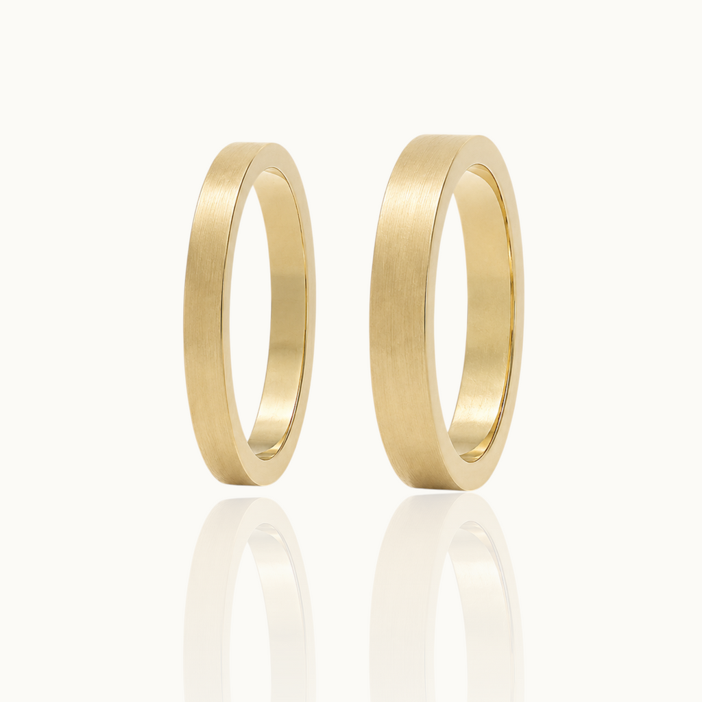 3mm Flat Brushed 14k Gold Wedding Band