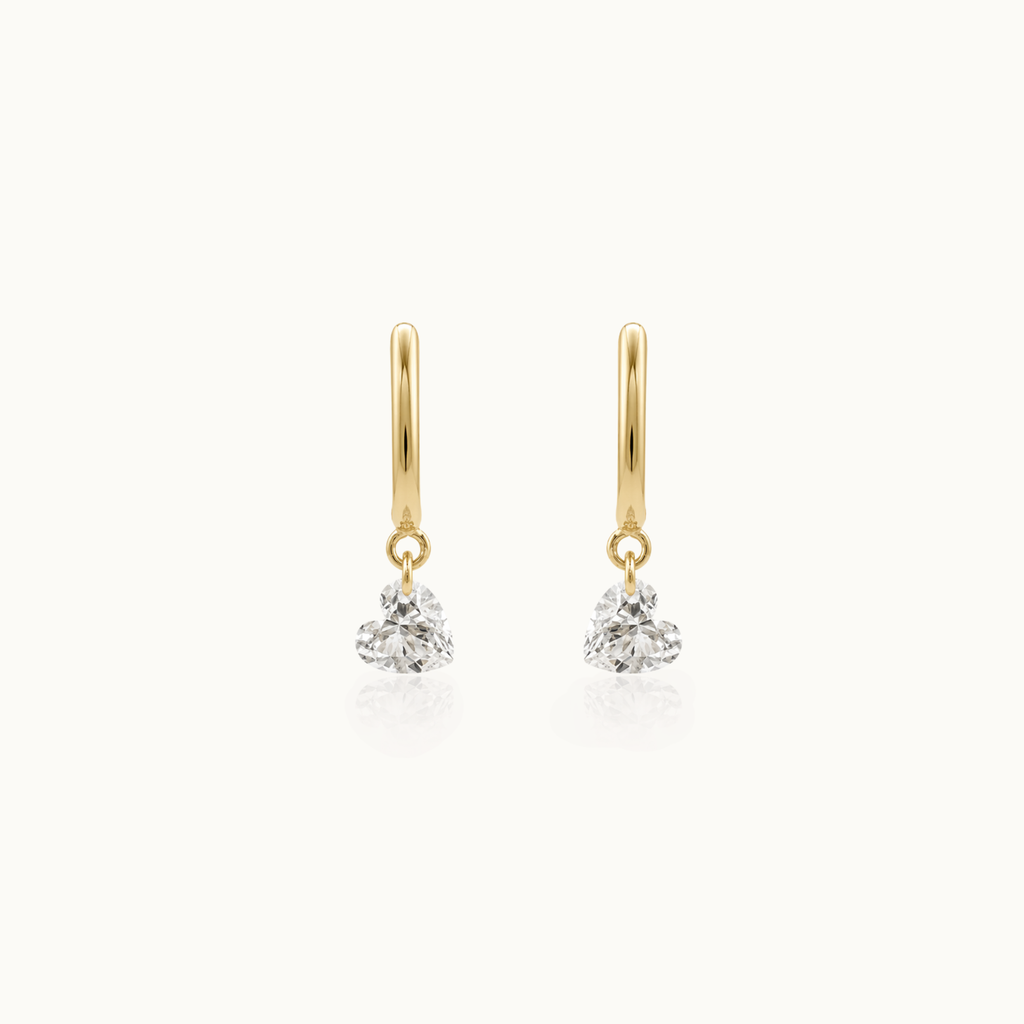 Diamond Heart - 14k Gold Earrings
