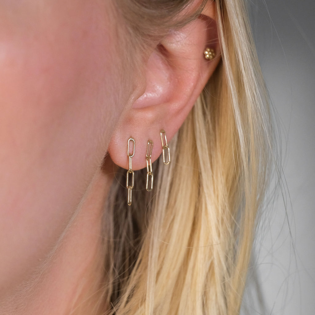Connected 14 karat gold link earring set MiJu Official