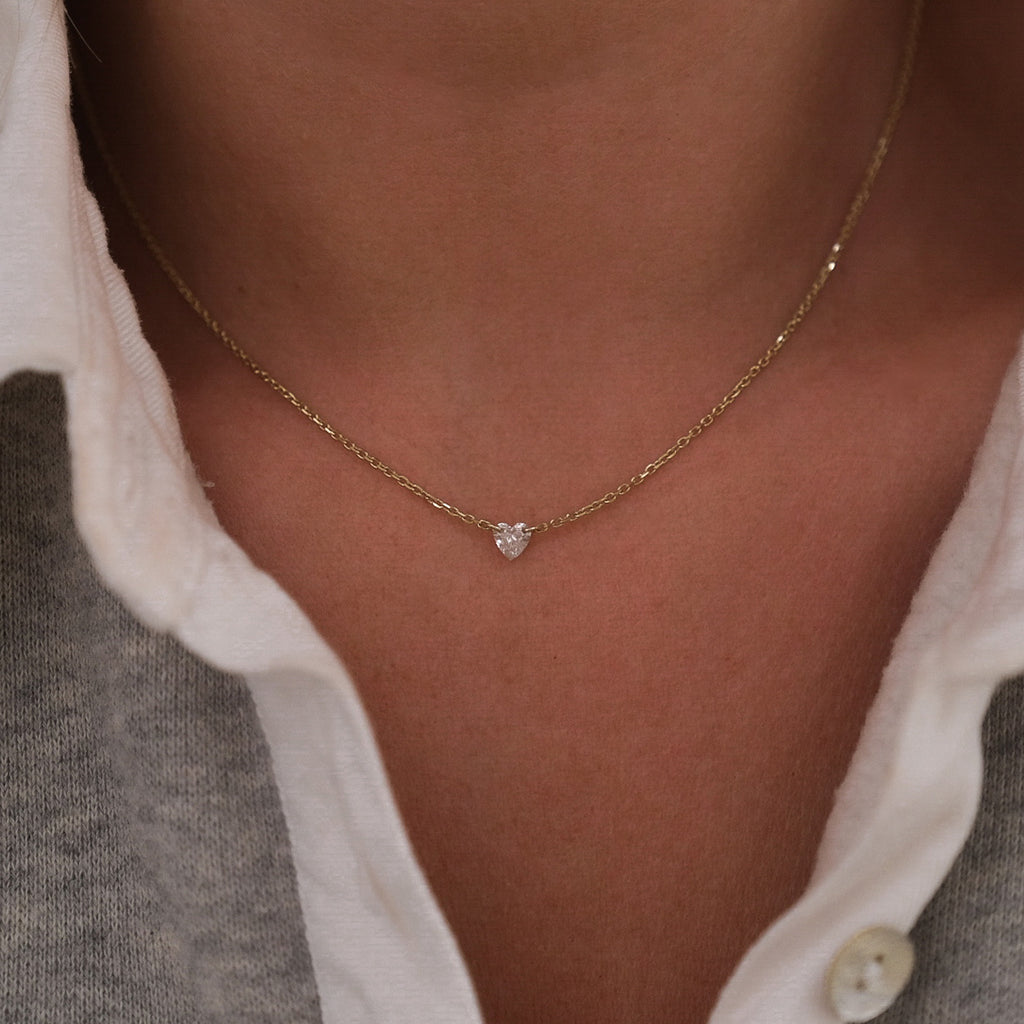 Diamond Connector Heart - 9k Necklace
