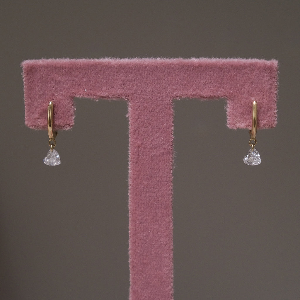 Diamond Heart - 14k Gold Earrings
