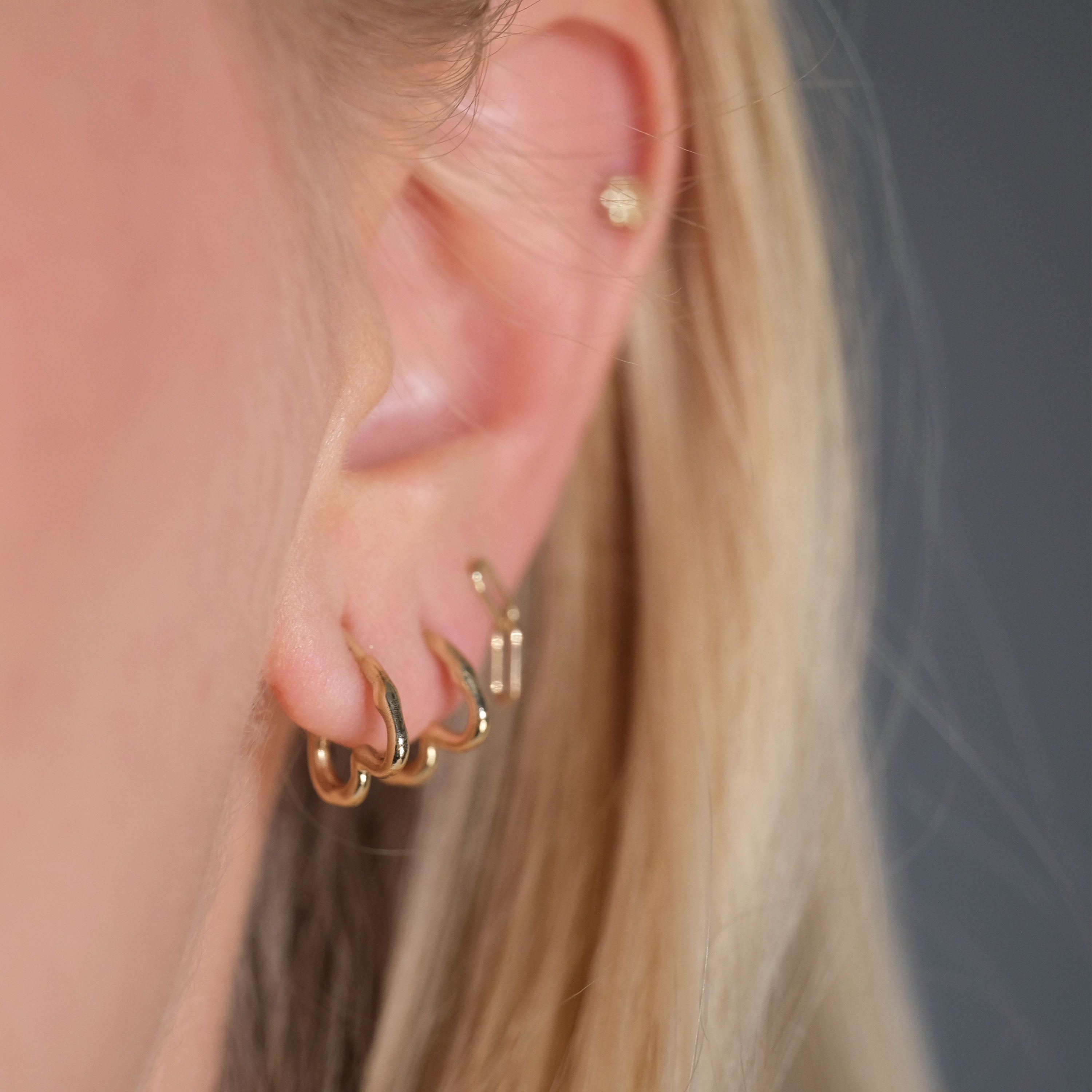 14K Gold Heart Hoop Earrings
