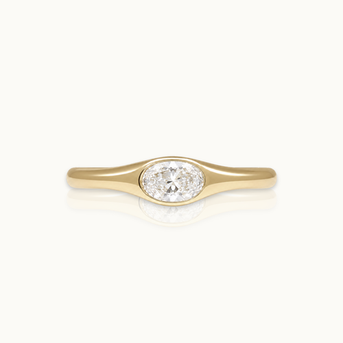 Oval Signet 0.4ct - 9k Diamond Ring