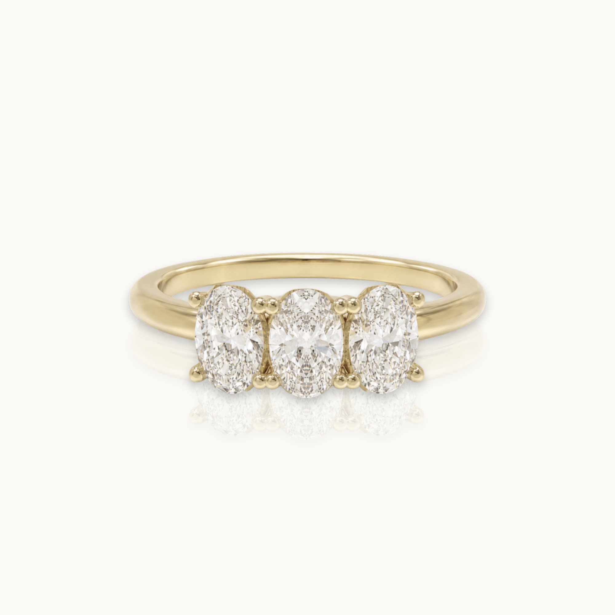 Drievoudige ovale diamant - 14-karaats gouden ring met 1,2 karaat diamant