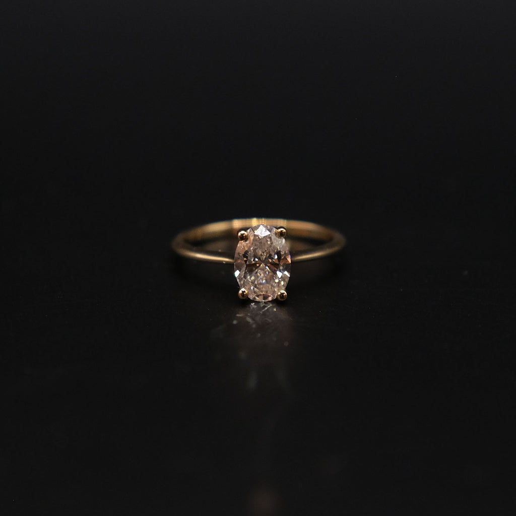 14k Gold 1ct Oval Diamond Ring