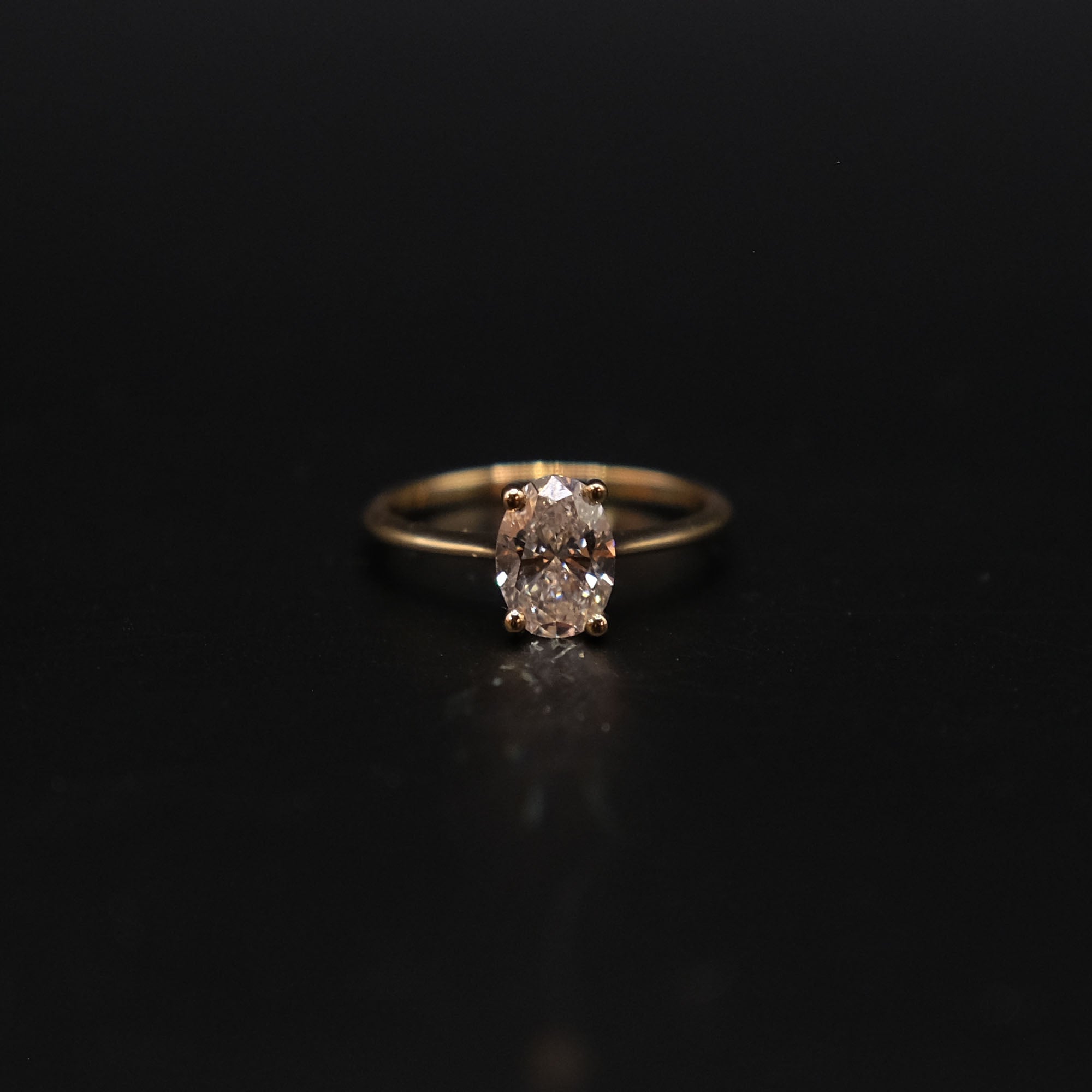 14k Gold 1ct Oval Diamond Ring