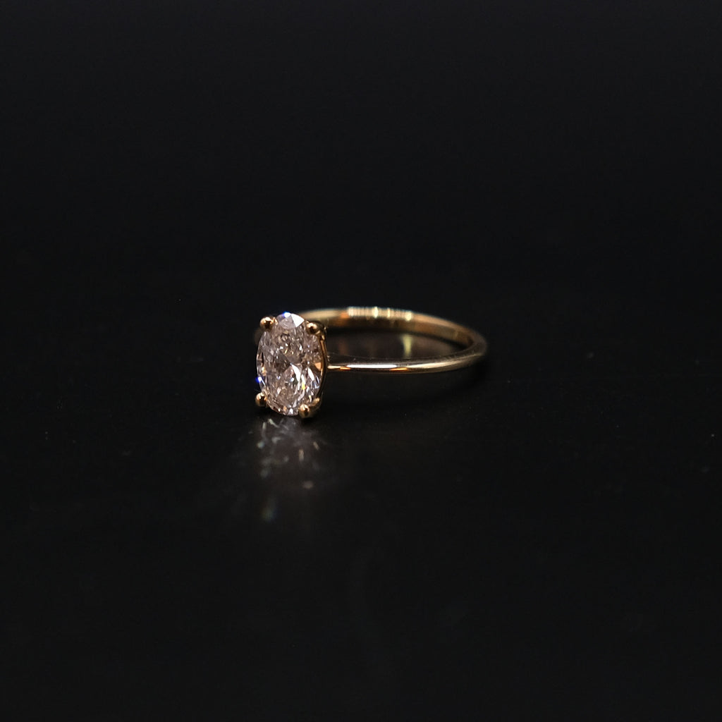 14k Gold 1ct Oval Diamond Ring