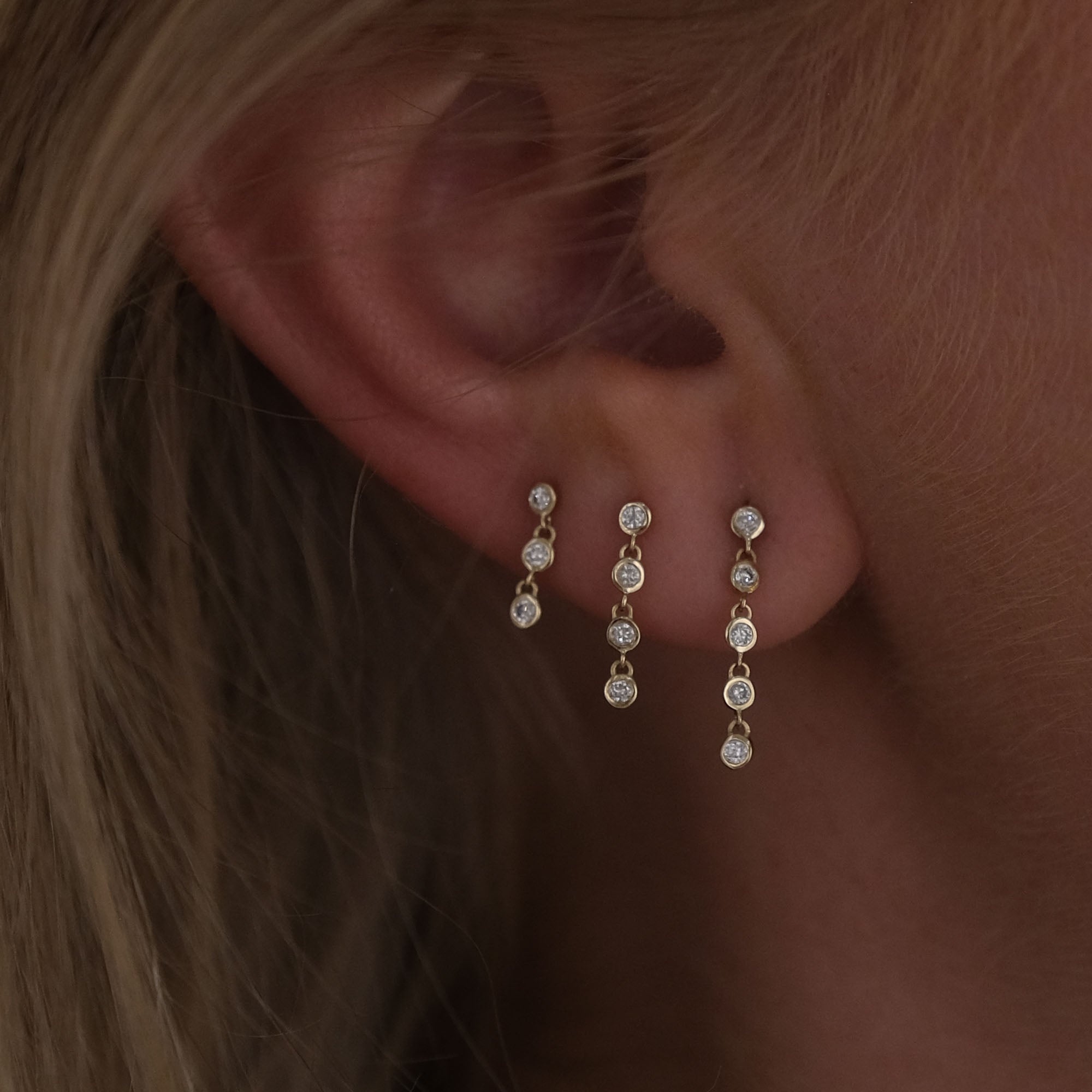 9K Diamond Dangle Earrings S