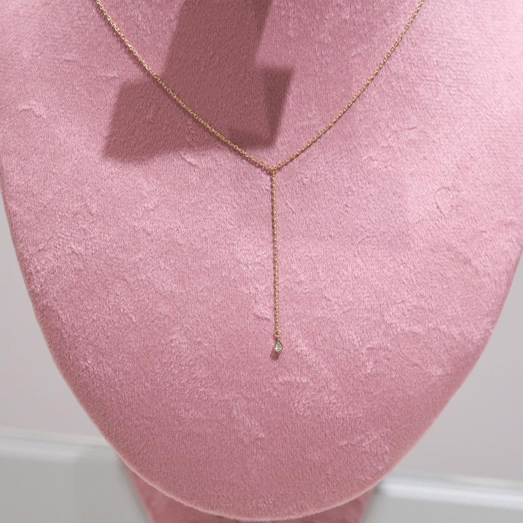 14K Gold Diamond Drop Necklace