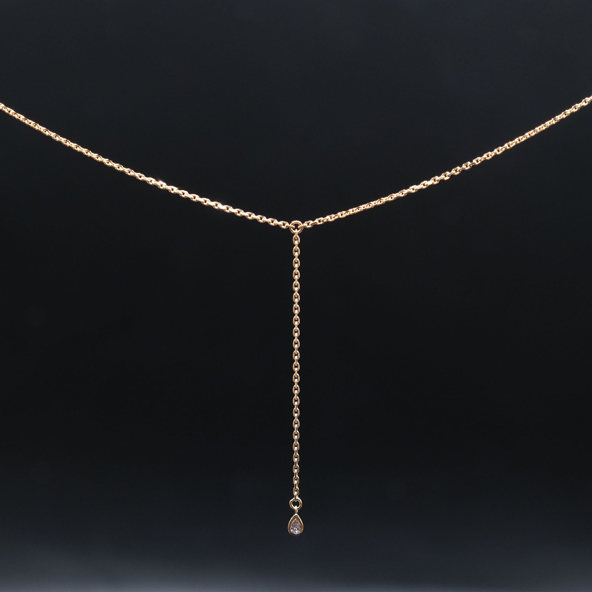 14K Gold Diamond Drop Necklace