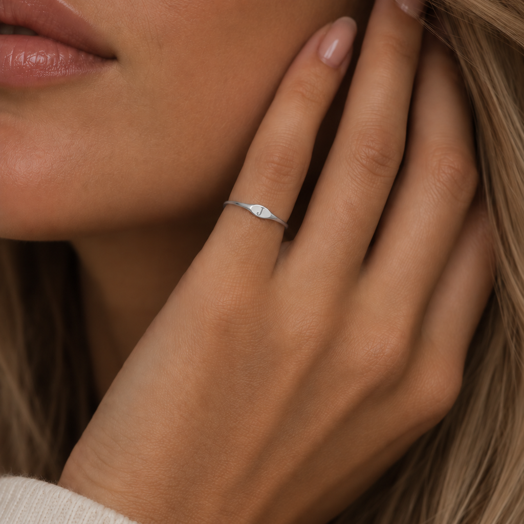Custom Letter Signet - Sterling Silver