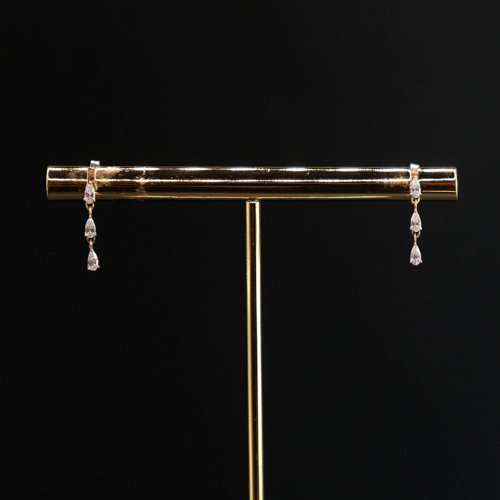 14K Gold Diamond Pear Drop Earrings