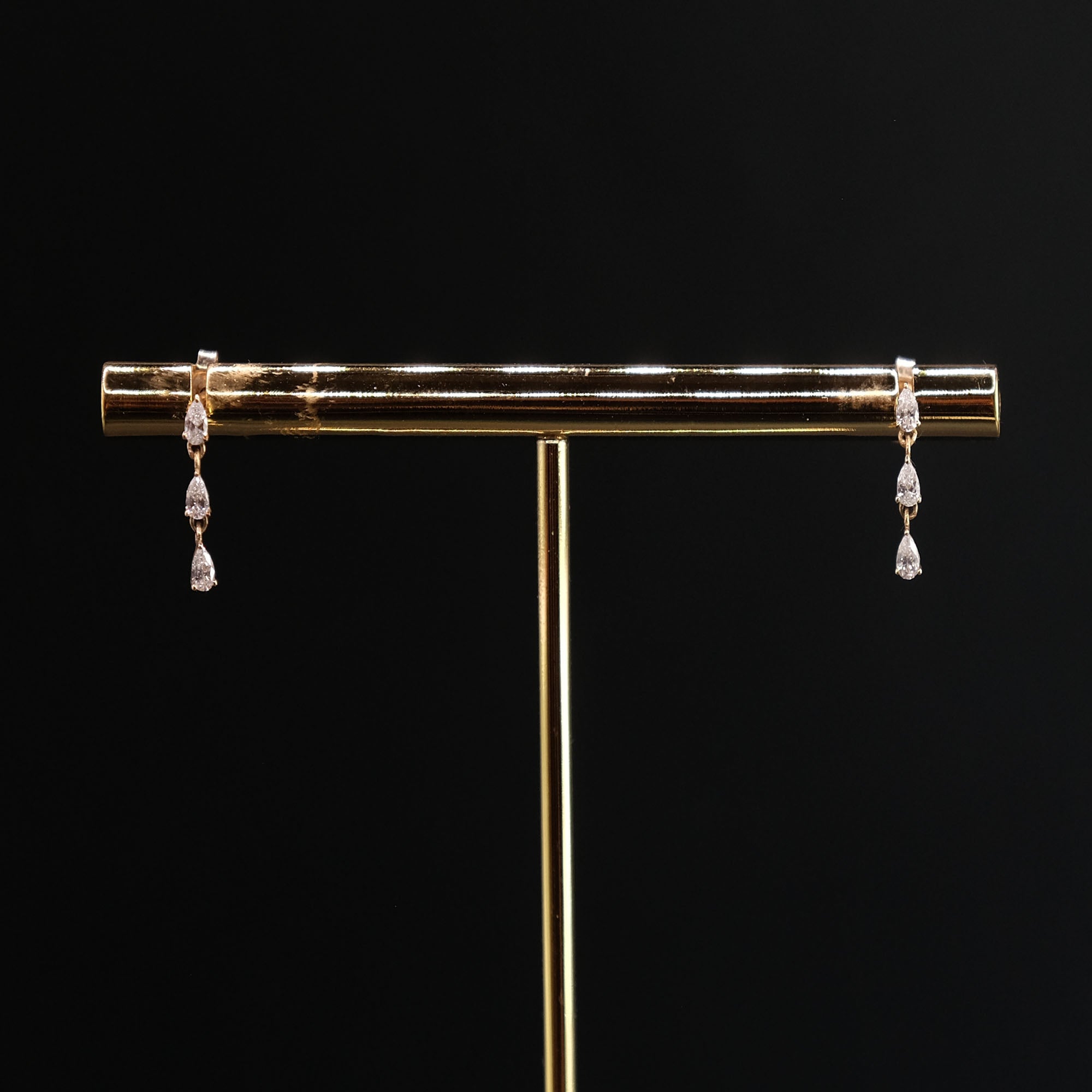 14K Gold Diamond Pear Drop Earrings