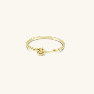 MiJu Official minimalistische bloem ring van massief 9k goud.