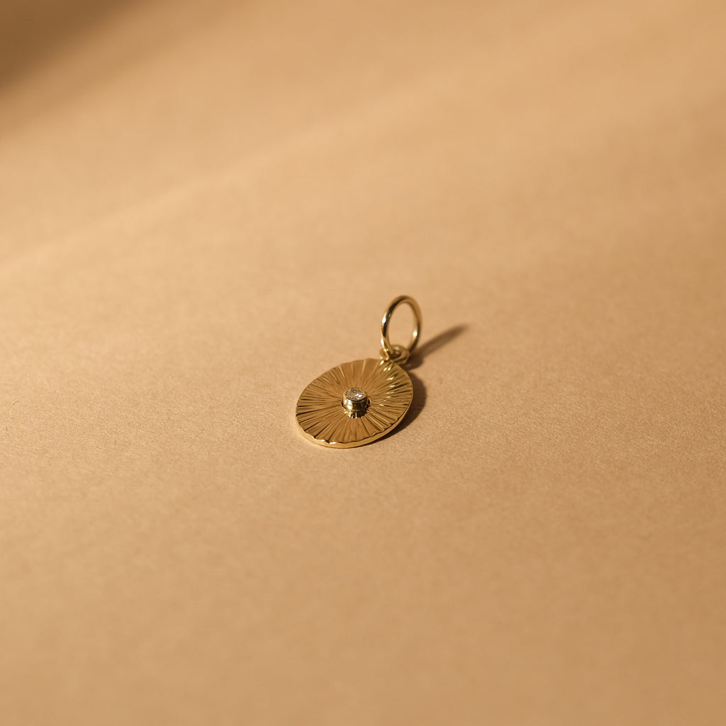 MiJu Official vintage diamond coin necklace pendant made of solid gold. 