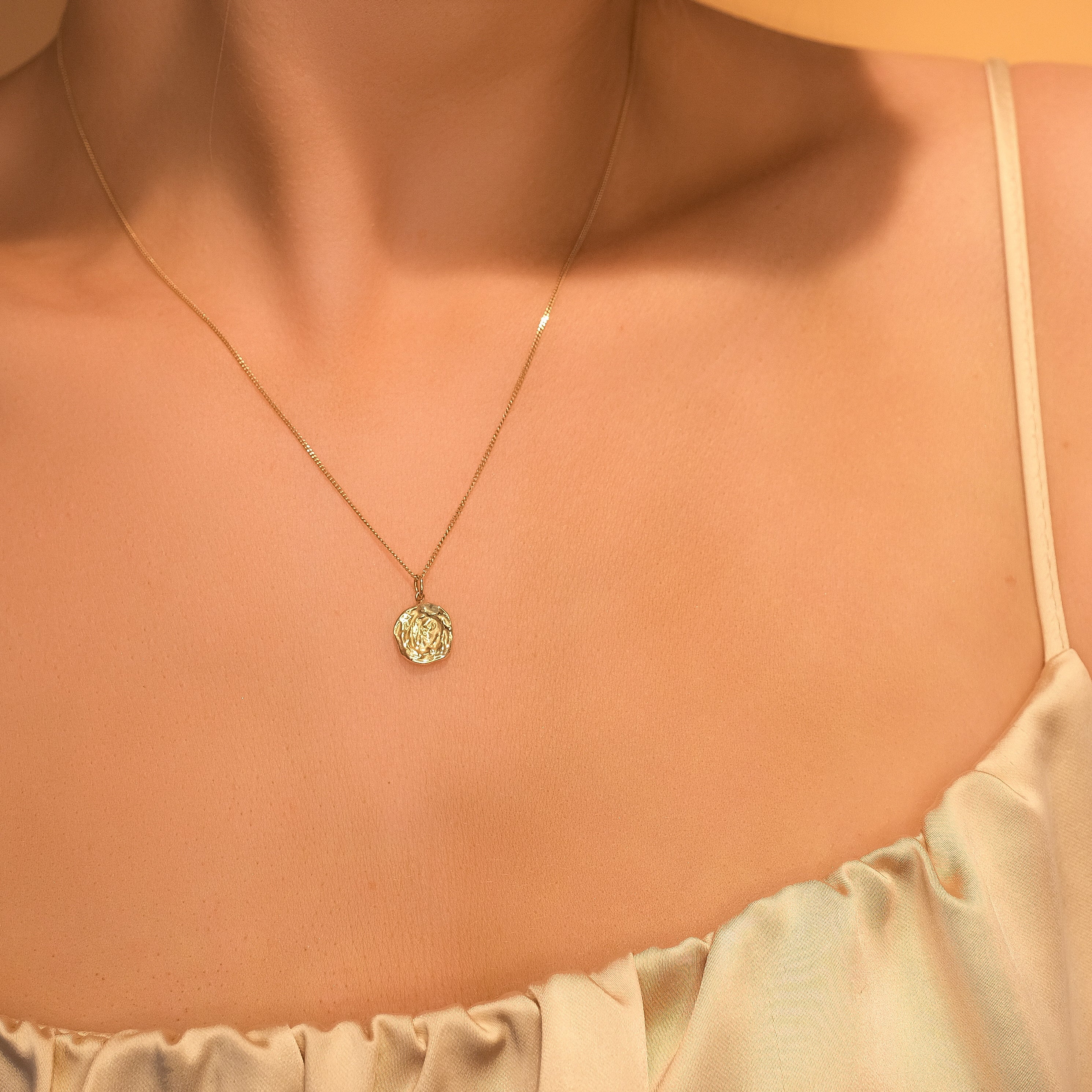 9k Molten Coin Pendant