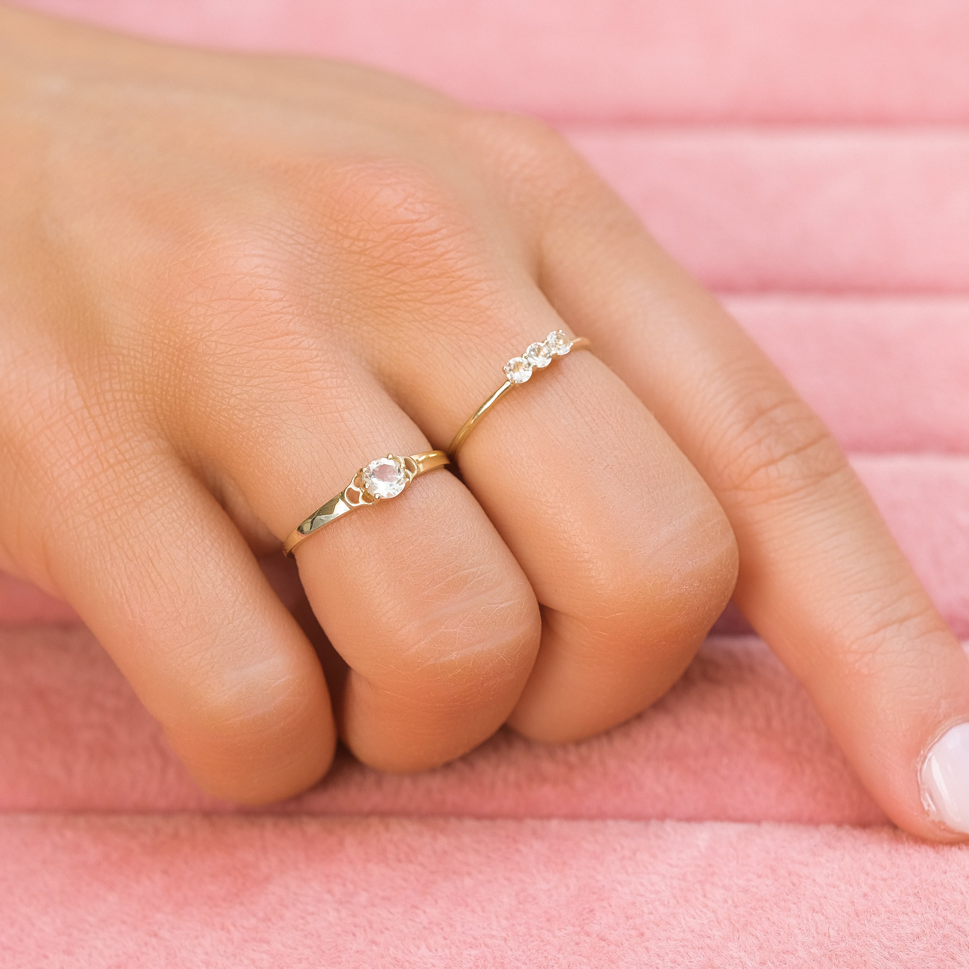 9k Triple Zirconia Ring